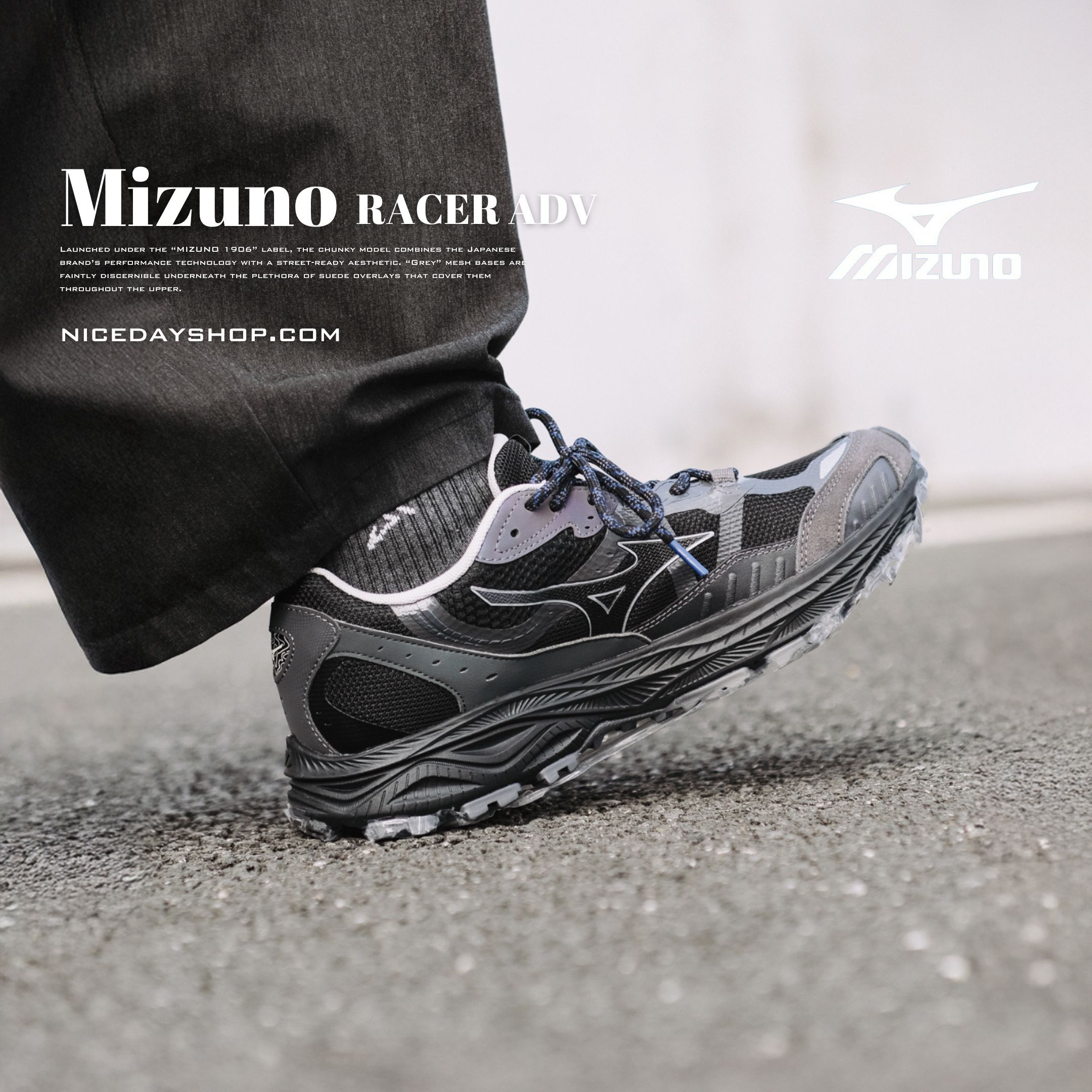 NICEDAY 代購 Mizuno Racer ADV 灰銀 銀 灰 液態銀 復古 慢跑 D1GH241224