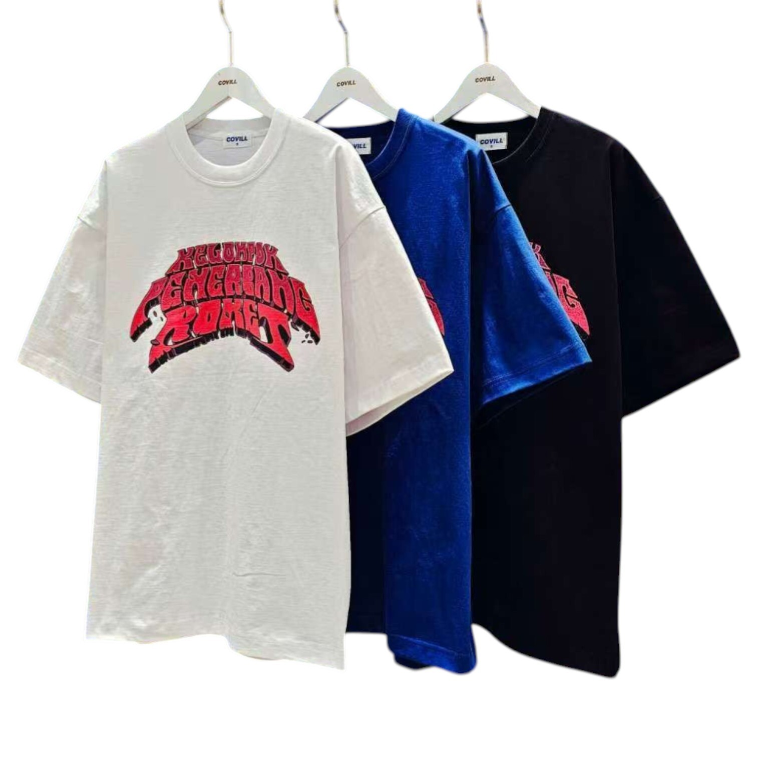 《K》火箭立體字重磅短T