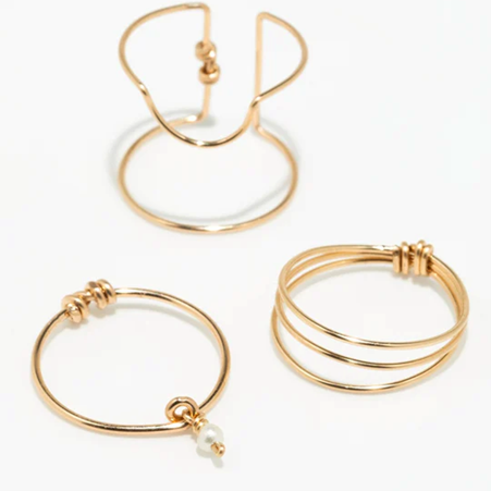 1YA0326-303 [YAY PARIS] Knuckle And Nail Ring Set Laminated Gold #AH25_C93_100 (EU)