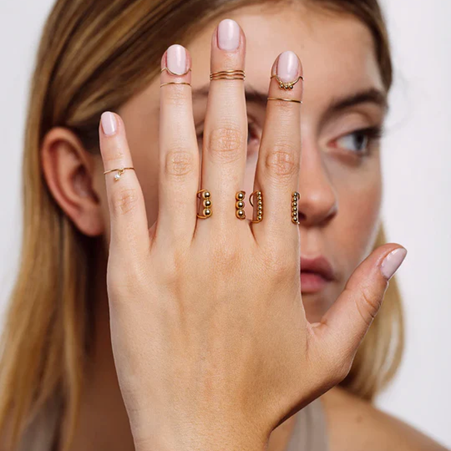 1YA0326-303 [YAY PARIS] Knuckle And Nail Ring Set Laminated Gold #AH25_C93_100 (EU)