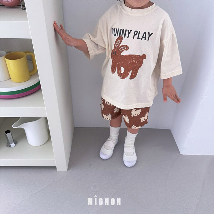 正韓夏mignon 兩色小棕兔上衣