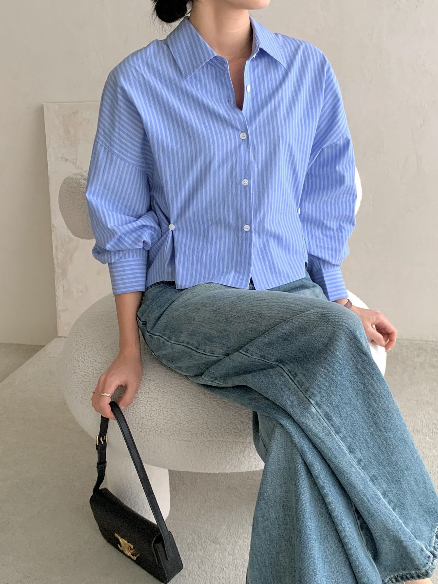 1L6031 收腰條紋襯衫