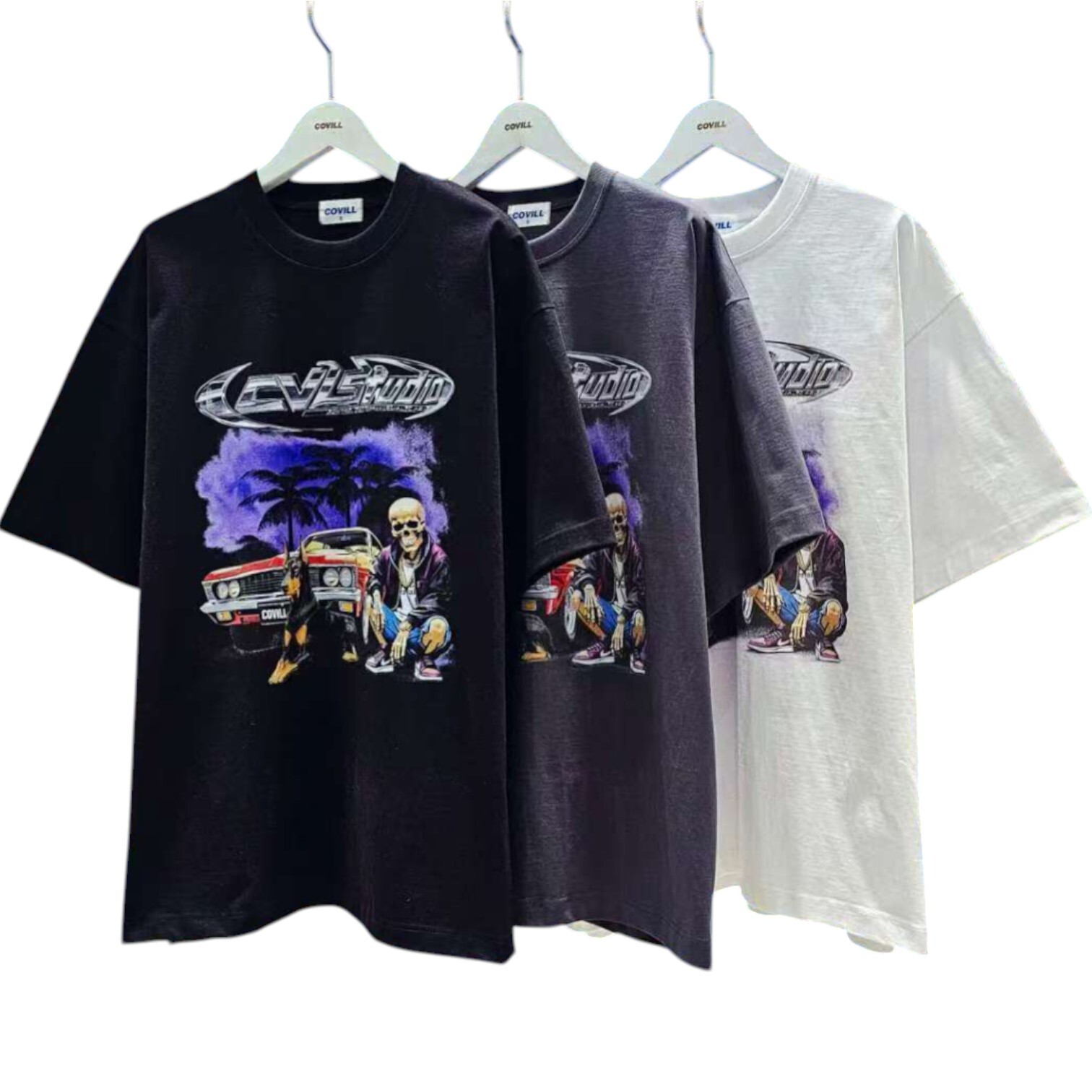 《K》暗夜骷髏黑幫重磅短T