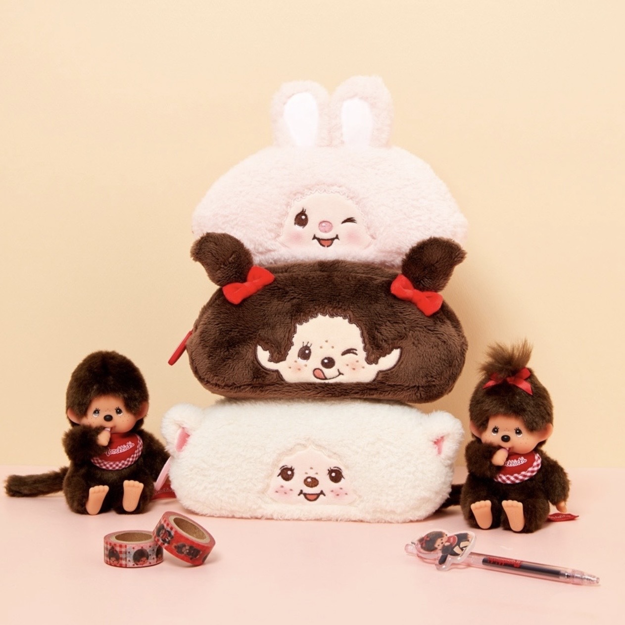 MONCHHICHI 蒙奇奇 大臉鉛筆袋 收納包 三款 韓國代購