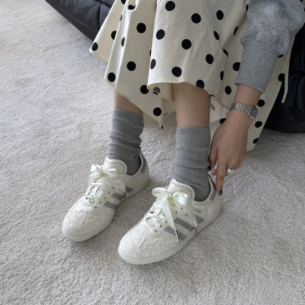 Adidas Originals Samba OG 情人節限定 蕾絲 白銀 緞面 白珠光 復古鞋 HP3658