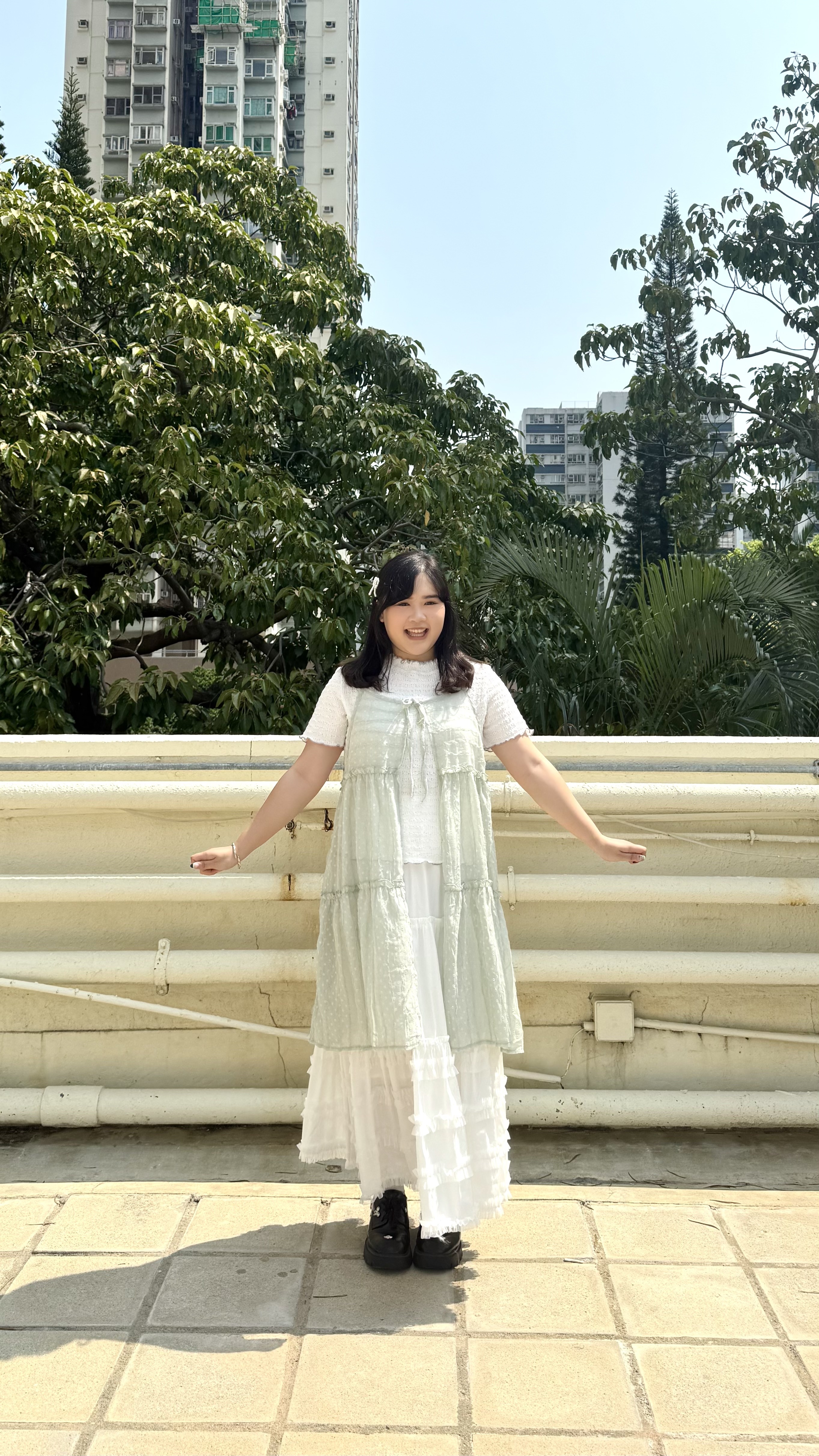 點點花邊綁帶中長layer