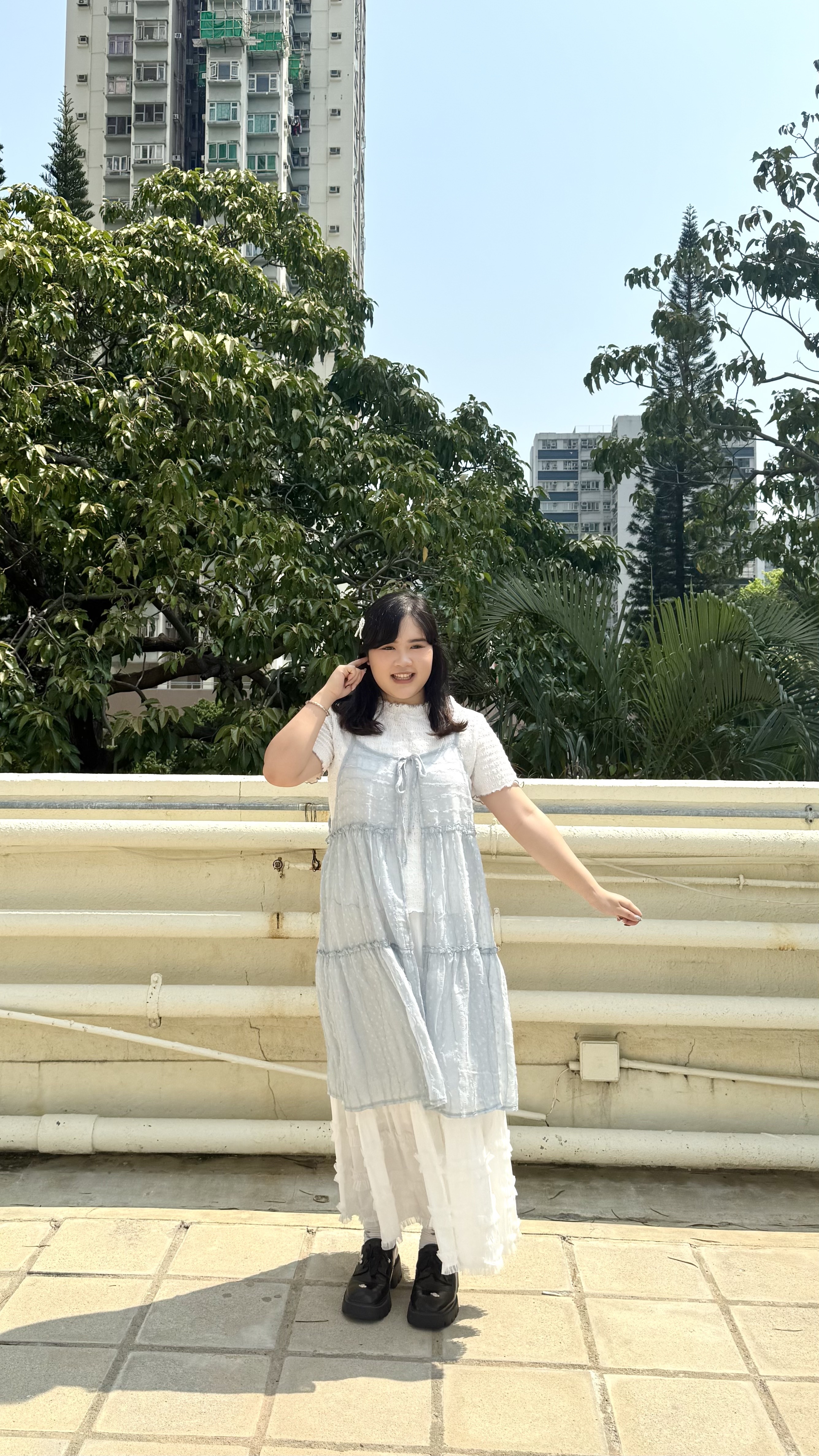 點點花邊綁帶中長layer