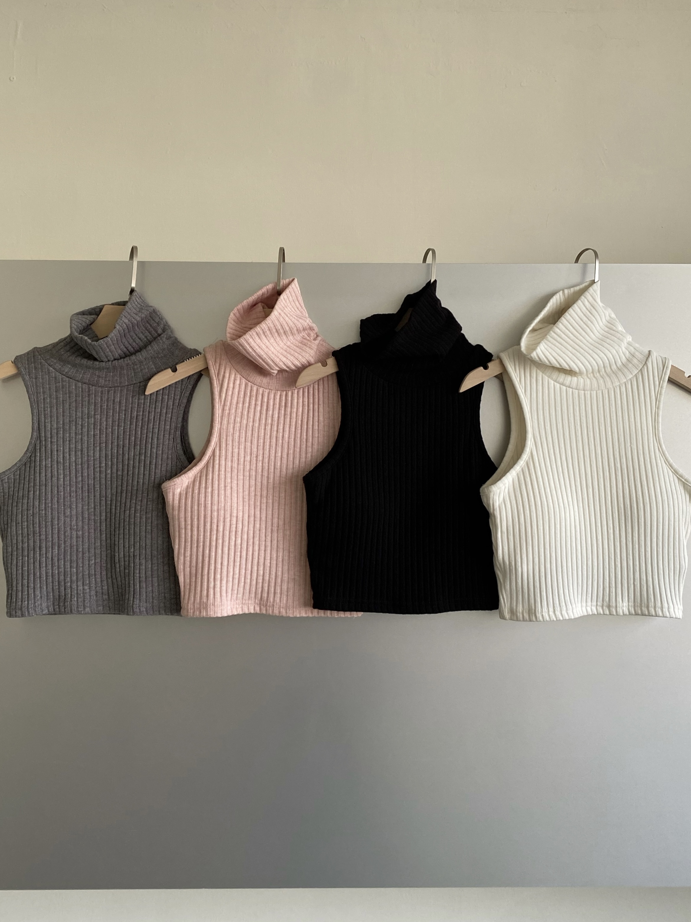 抗條削肩立領bra top