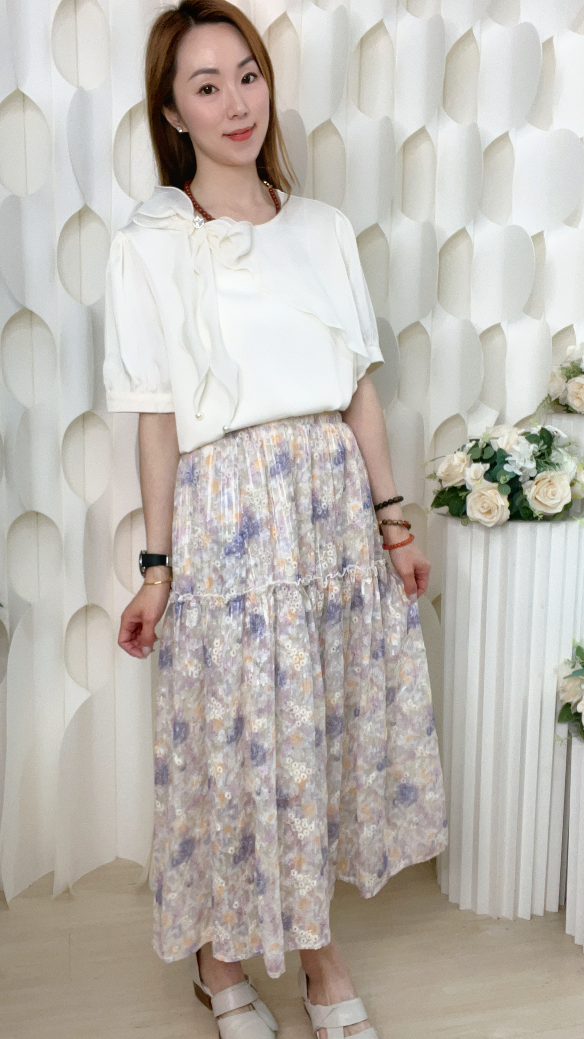 滑絲質閃石蝴蝶結上衣(胸M:40/L:42吋) B6026 #2603clo