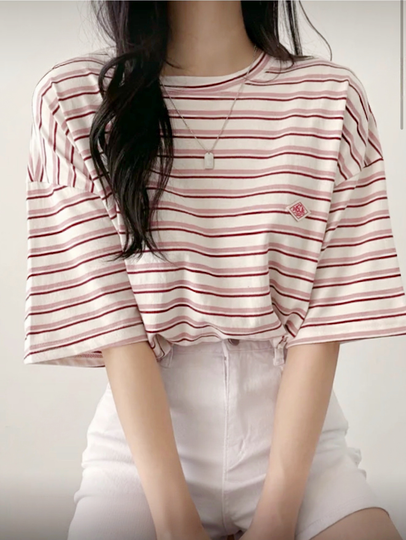 （3月韓國連線） T1266｜簡約玩味系橫間寬鬆短袖TEE🍭⊹ ࣪ ˖