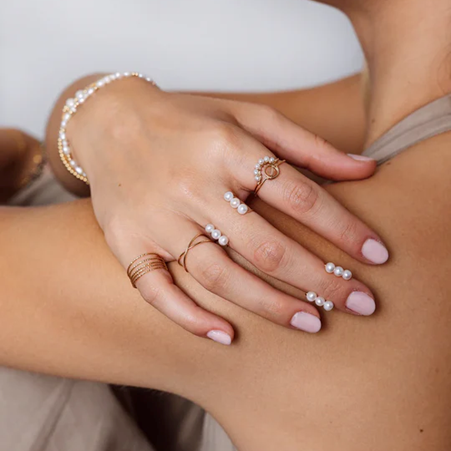 1YA0326-313 [YAY PARIS] Sand Ring Set Cultured Pearl Laminated Gold #AH25_C94_101 (EU)