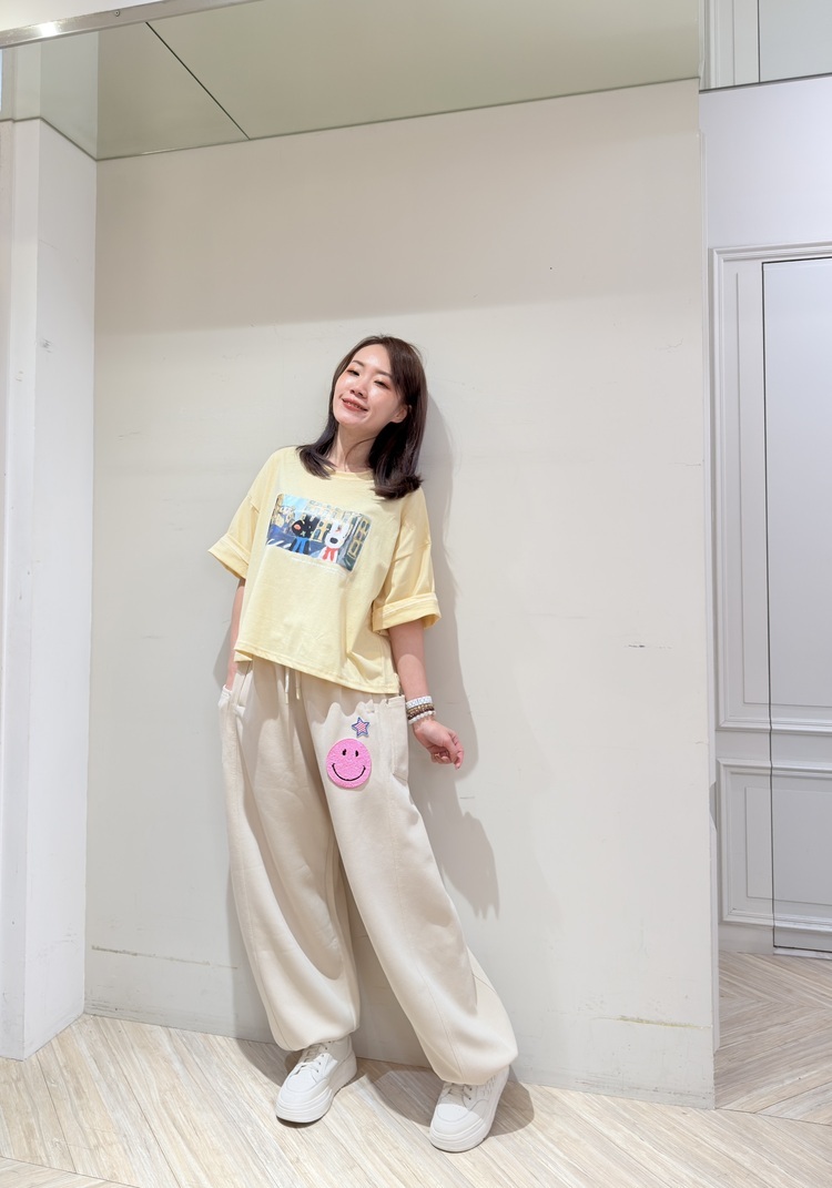 【現貨+預購】亮片笑臉抽繩棉褲(預購時間14-21天)