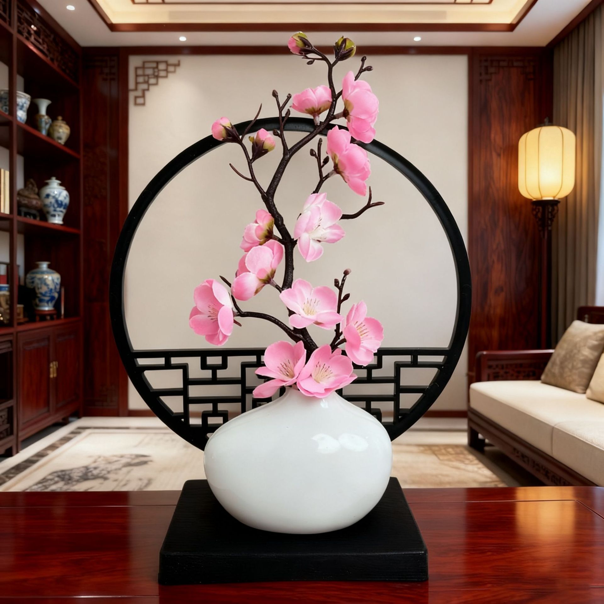 【台灣現貨速發】中式屏風花瓶｜小白壺 家居茶室裝飾