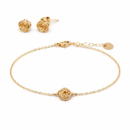 1YA0326-316 [YAY PARIS] Pink Chip And Bracelet Set Laminated Gold #SS26_C96_100 (EU)