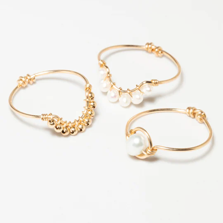 1YA0326-317 [YAY PARIS] Swan & Frida Trio Ring Set Laminated Gold #SS24_C23_102 (EU)