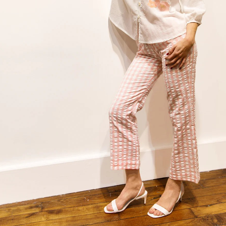 1BB0327-012 [BRIGITTE BARDOT] Lemoncello Seersucker Capri Pants Pink #172610700 (EU)