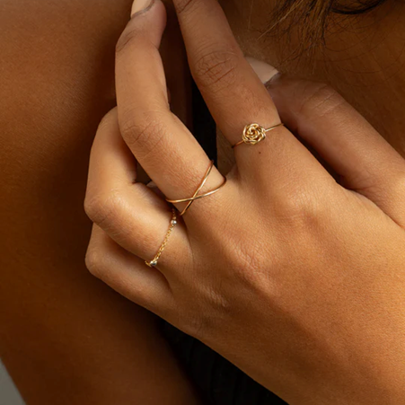 1YA0326-338 [YAY PARIS] Rosa Ring 750‰ Gold #24SSJ-100emrsJ00 (EU)