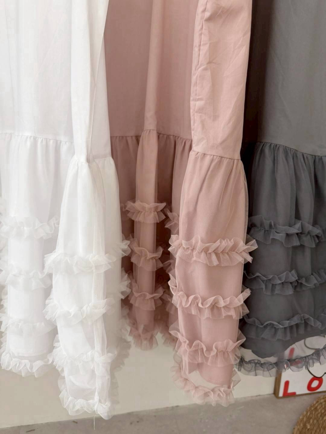 拼接紗背心洋裝