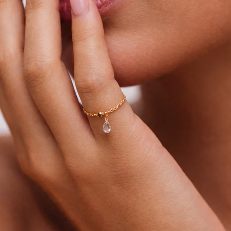 1YA0326-339 [YAY PARIS] Mia Tassel Chain Ring 750‰ Gold With White Diamond #101ppmiJ54 (EU)