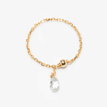 1YA0326-339 [YAY PARIS] Mia Tassel Chain Ring 750‰ Gold With White Diamond #101ppmiJ54 (EU)