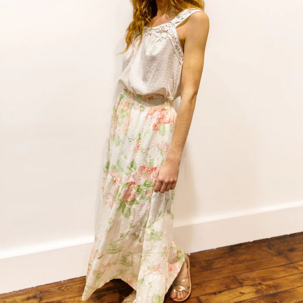 1BB0327-020 [BRIGITTE BARDOT] Songe Long Printed Skirt Pink #142610500 (EU)