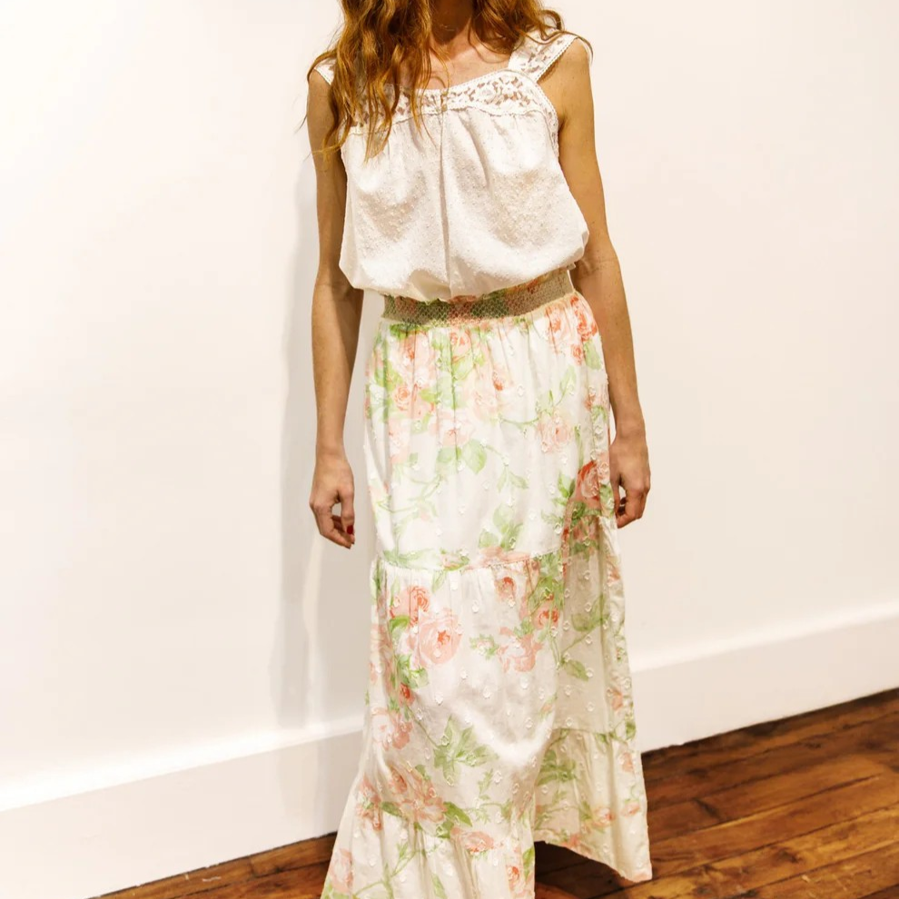 1BB0327-020 [BRIGITTE BARDOT] Songe Long Printed Skirt Pink #142610500 (EU)