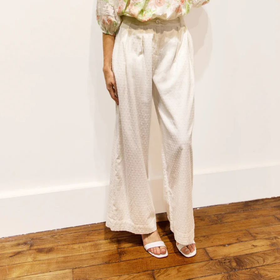 1BB0327-022 [BRIGITTE BARDOT] Lotus Pleated Trousers White #172610600 (EU)