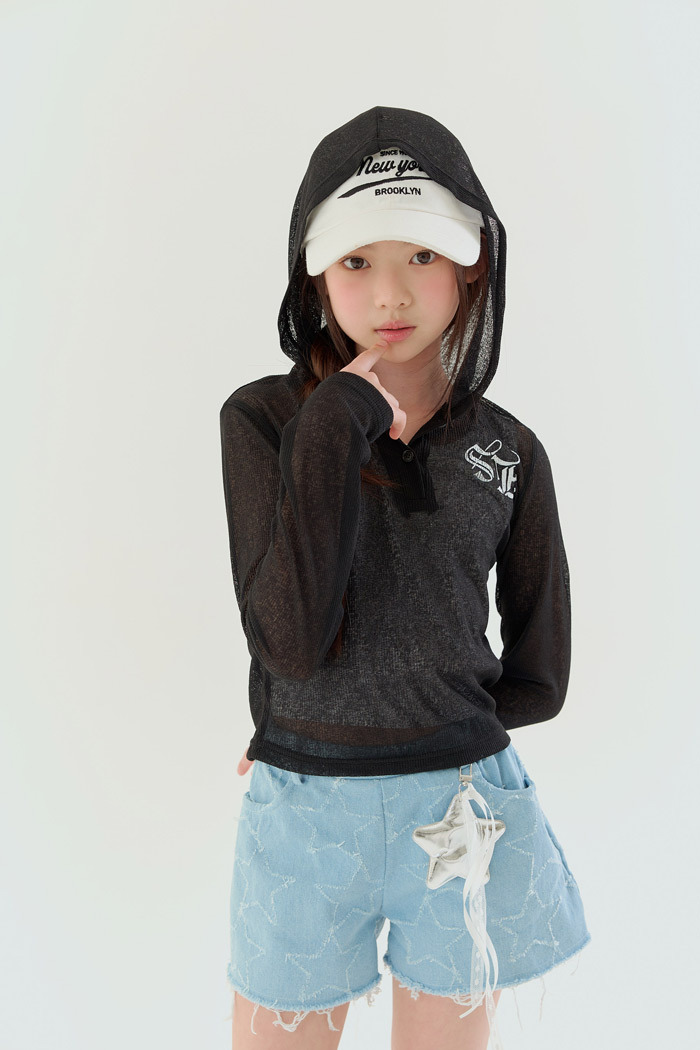 正韓夏Lilas 兩色透膚感長袖連帽上衣