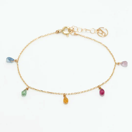 1YA0326-343 [YAY PARIS] Sofia Tassel Chain Bracelet 750‰ Gold Sapphire #200ppsfJ98 (EU)