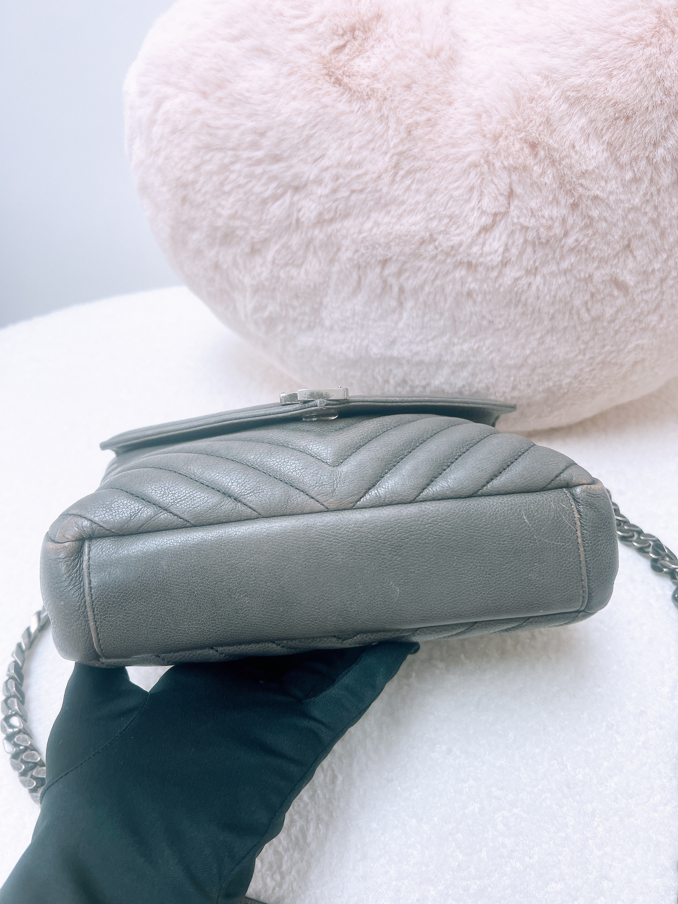 YSL Saint Laurent college flap grey small