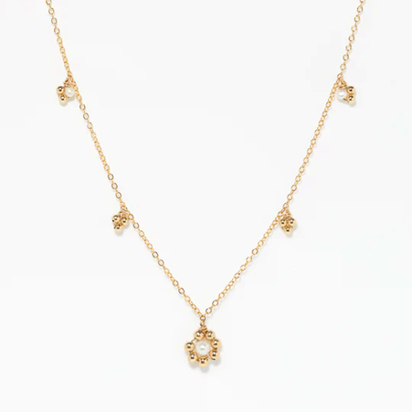 1YA0326-446 [YAY PARIS] Daisy Bell Necklace Cultured Pearl #510ppdai101 (EU)
