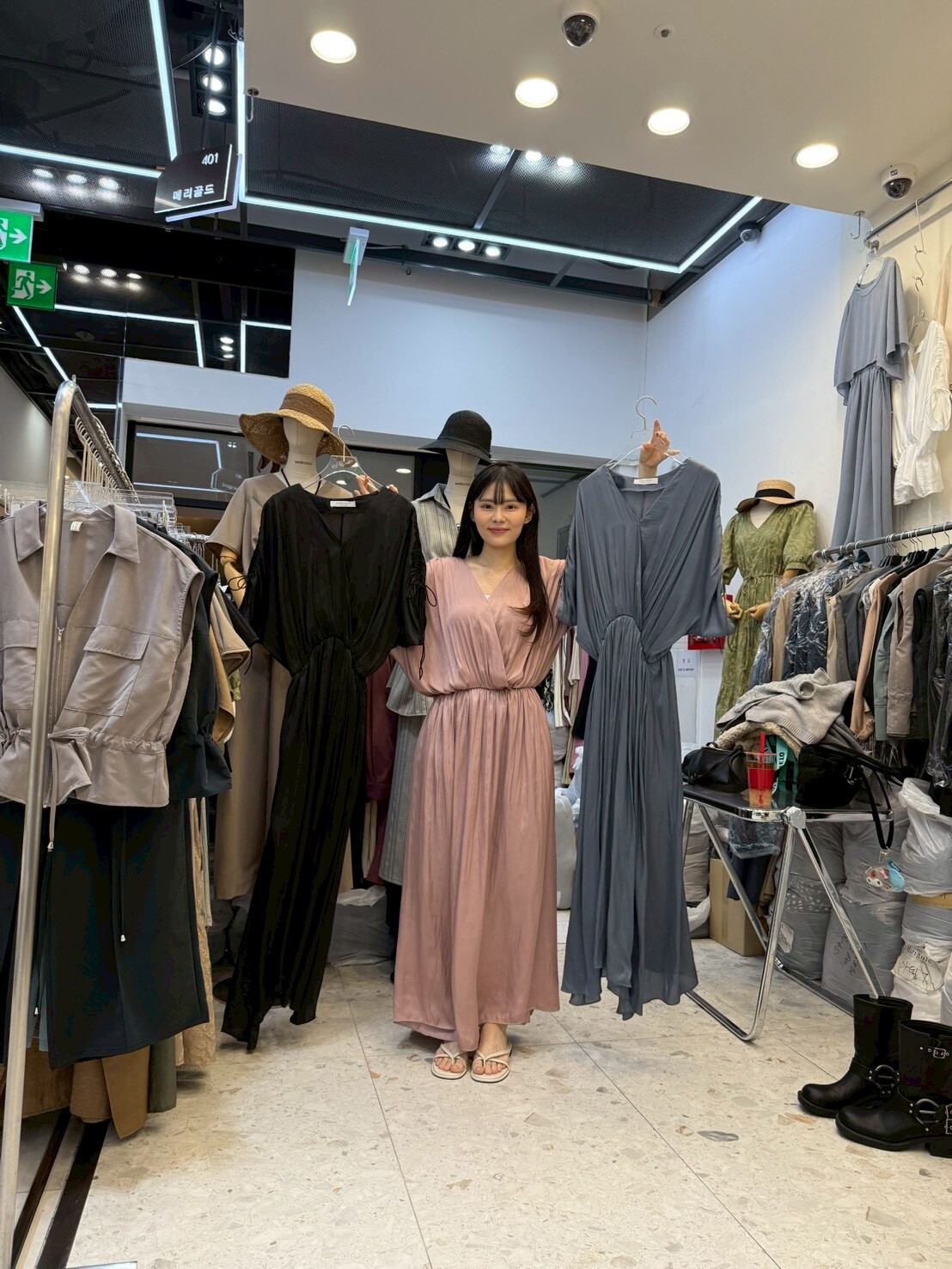 MG6030 束繩袖V領連身裙