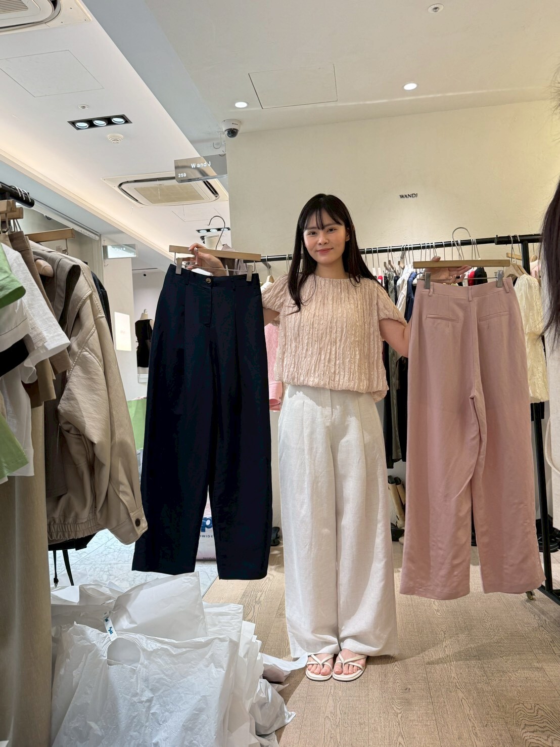 WJ6014 壓褶高腰直筒西裝褲