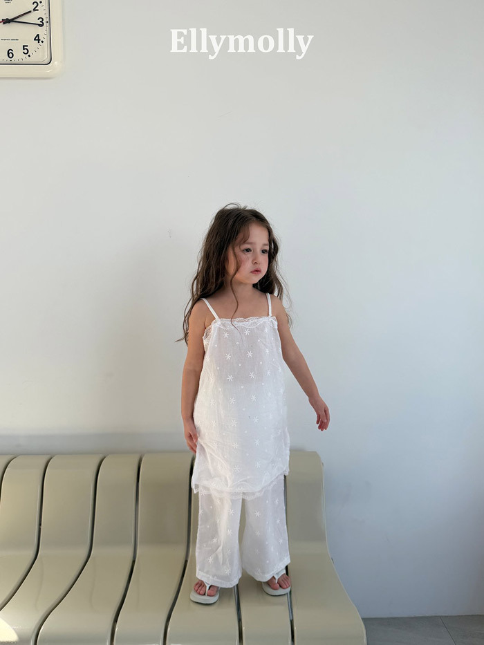 正韓夏EllyMolly 清新小白花長褲