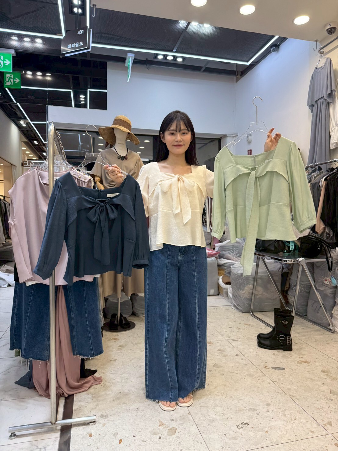 MG6029 後拉鏈蝴蝶結綁帶上衣