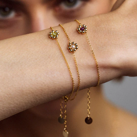 1YA0326-437 [YAY PARIS] Daisy Bracelet Peridot #200emdai1125 (EU)