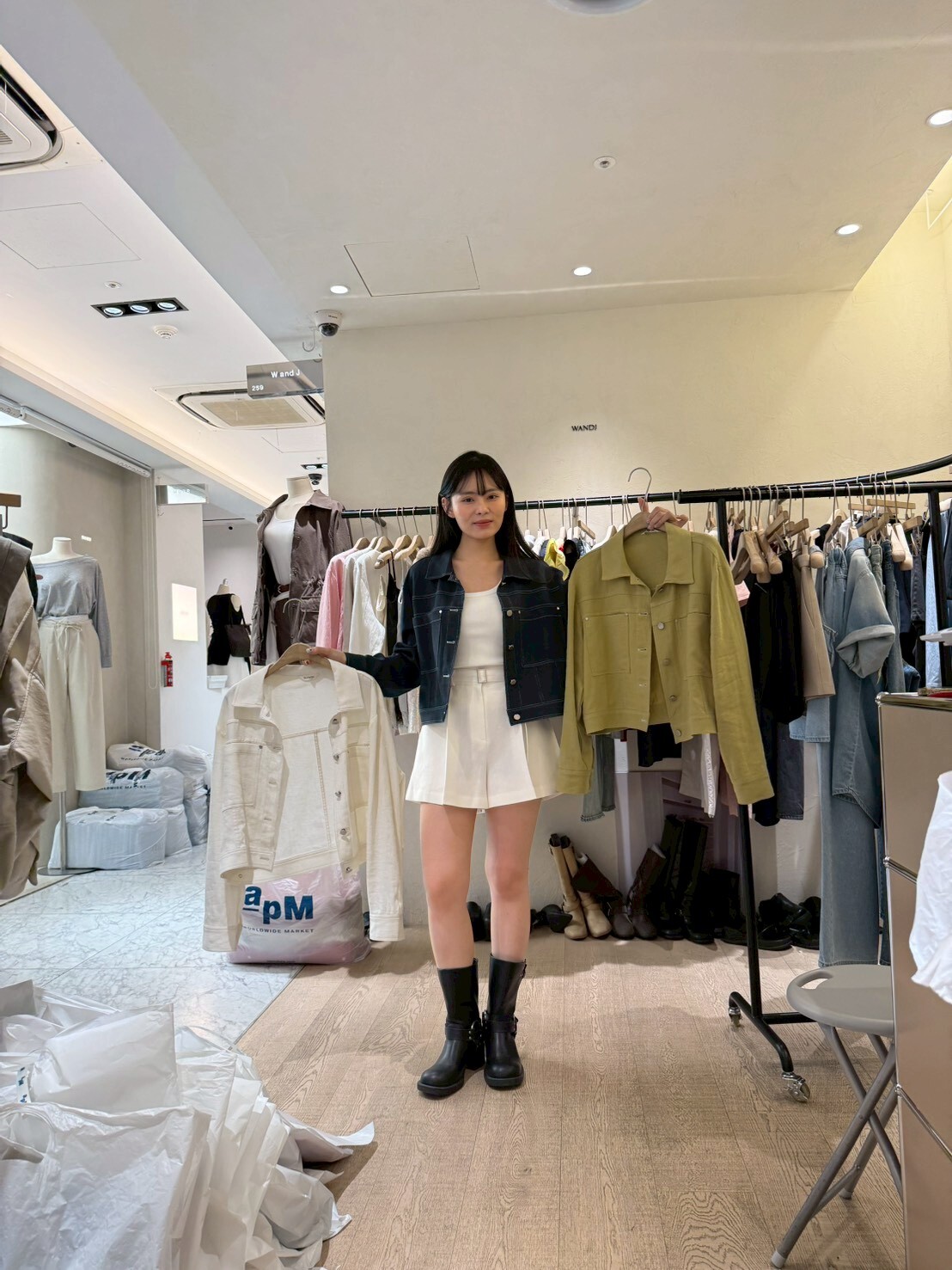 WJ6001 大容量口袋牛仔棉短版外套