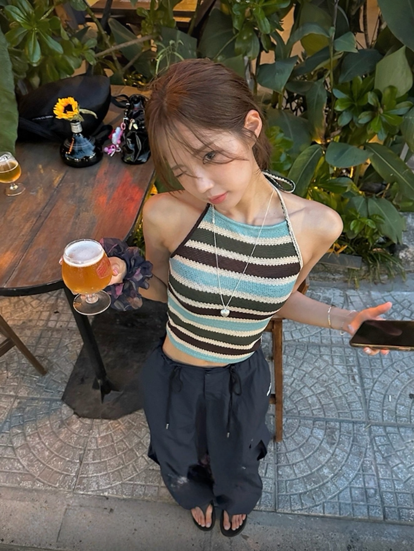 （3月韓國連線）V0180｜度假風🦋𓂃 𓈒𓏸高質橫間掛頸小背心