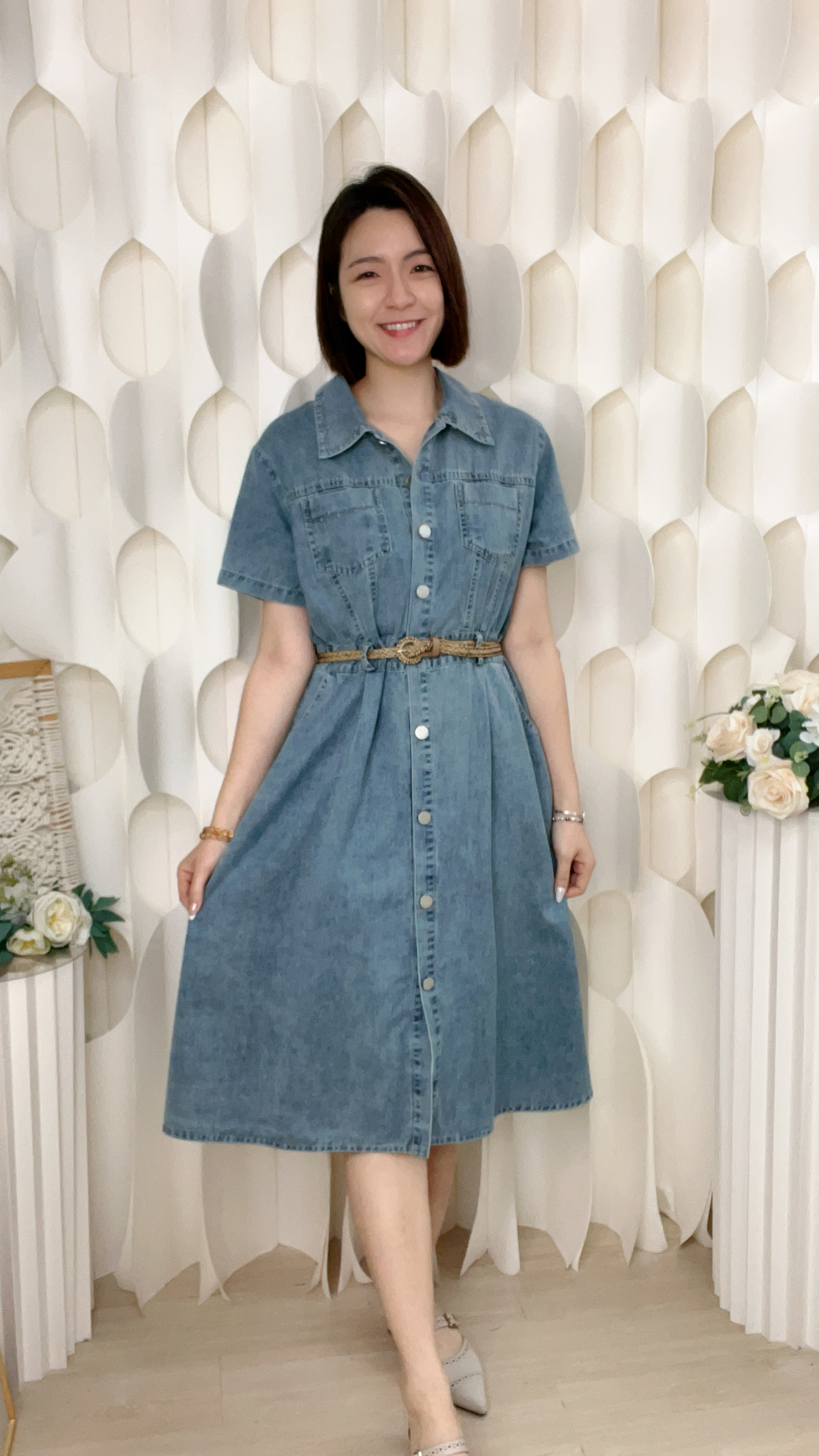 洗水軟牛仔連腰帶連身裙(胸:38 腰:32 臀:50 長:40 吋) D6048#2603clo