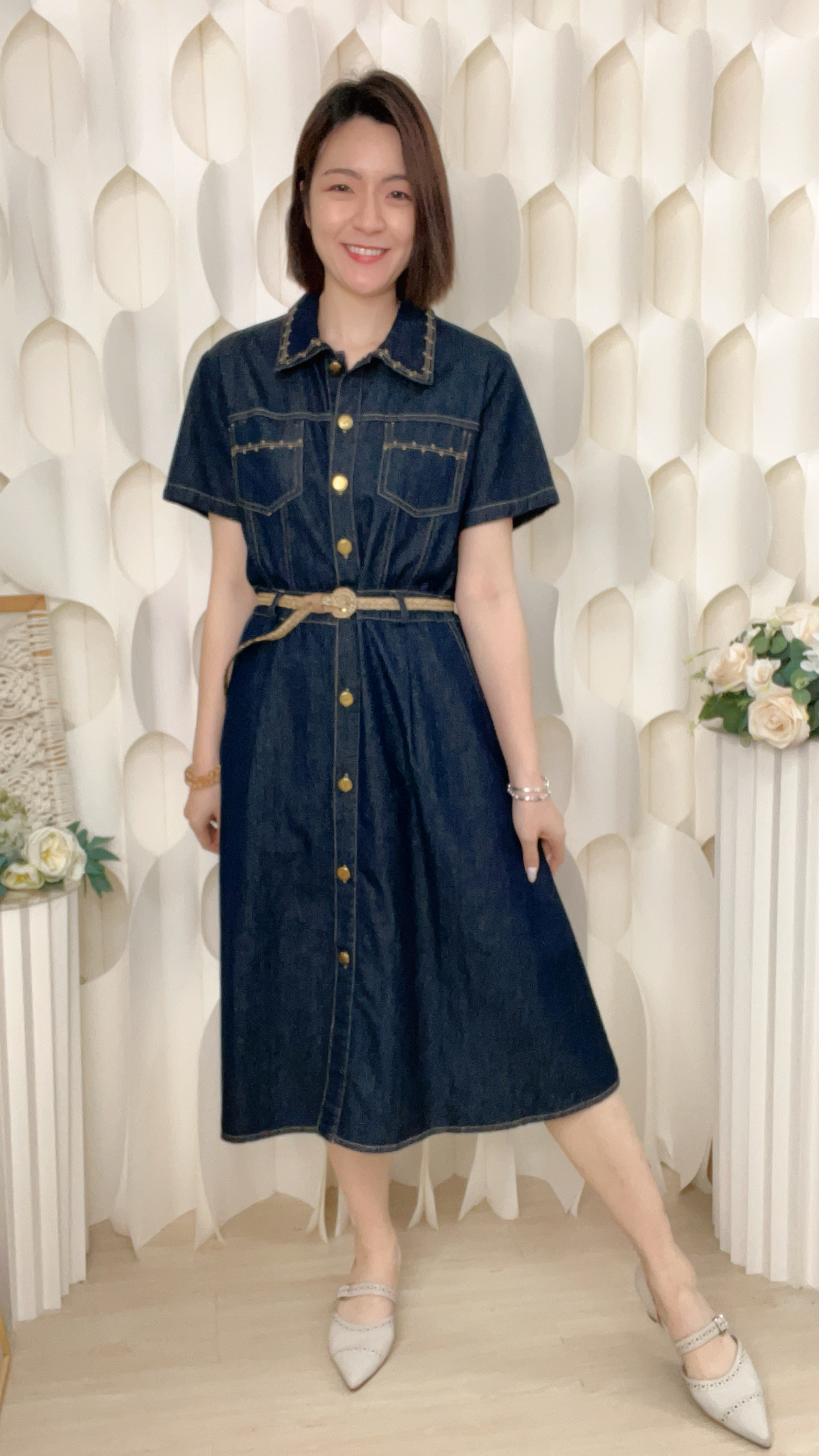 洗水軟牛仔連腰帶連身裙(胸:38 腰:32 臀:50 長:40 吋) D6048#2603clo