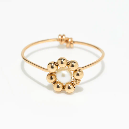 1YA0326-427 [YAY PARIS] Daisy Ring Cultured Pearl #100emdai101 (EU)