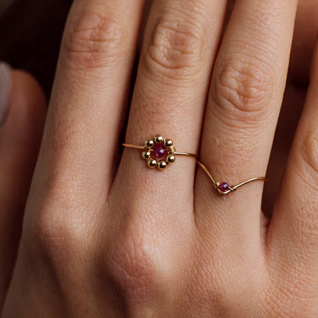 1YA0326-428 [YAY PARIS] Daisy Ring Ruby #100emdai130 (EU)