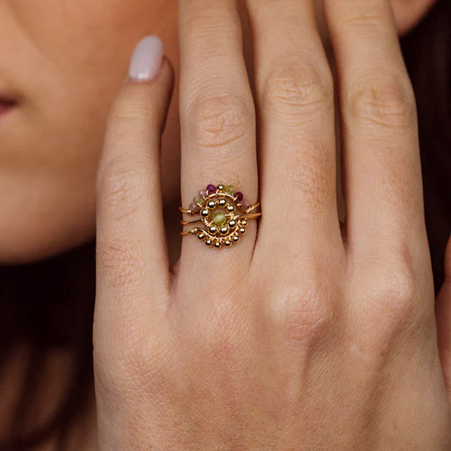 1YA0326-426 [YAY PARIS] Daisy Ring Peridot #100emdai1125 (EU)