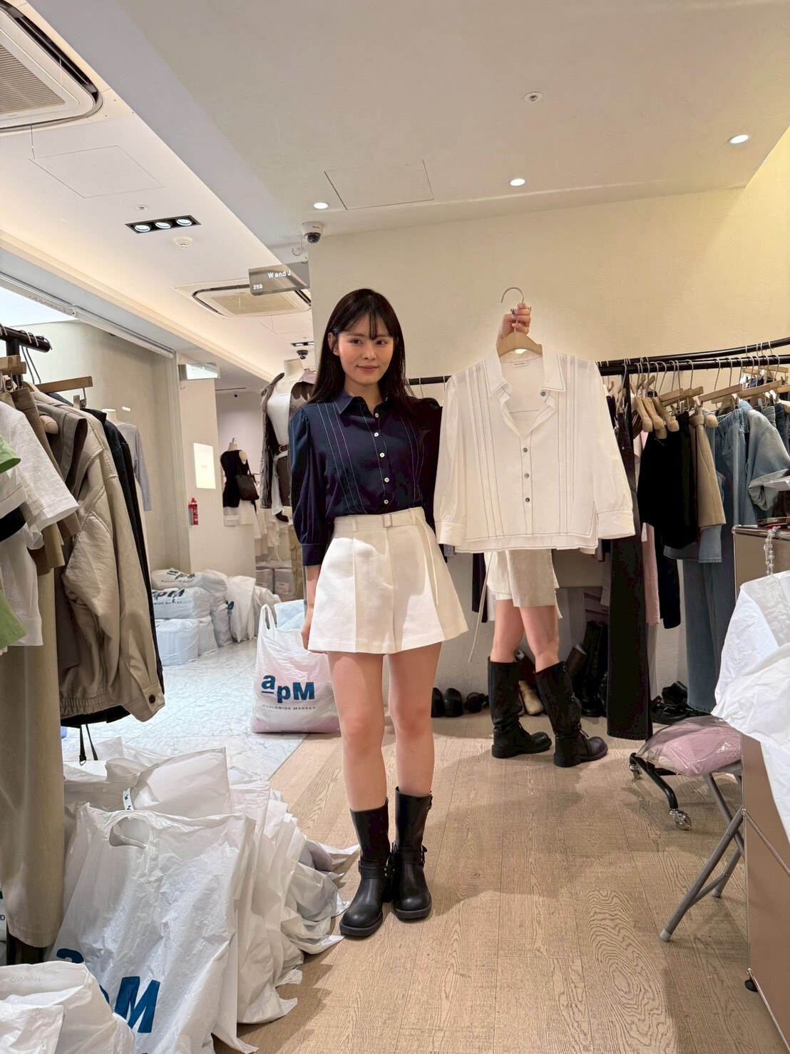 WJ6045 明綫直紋翻領排扣上衣