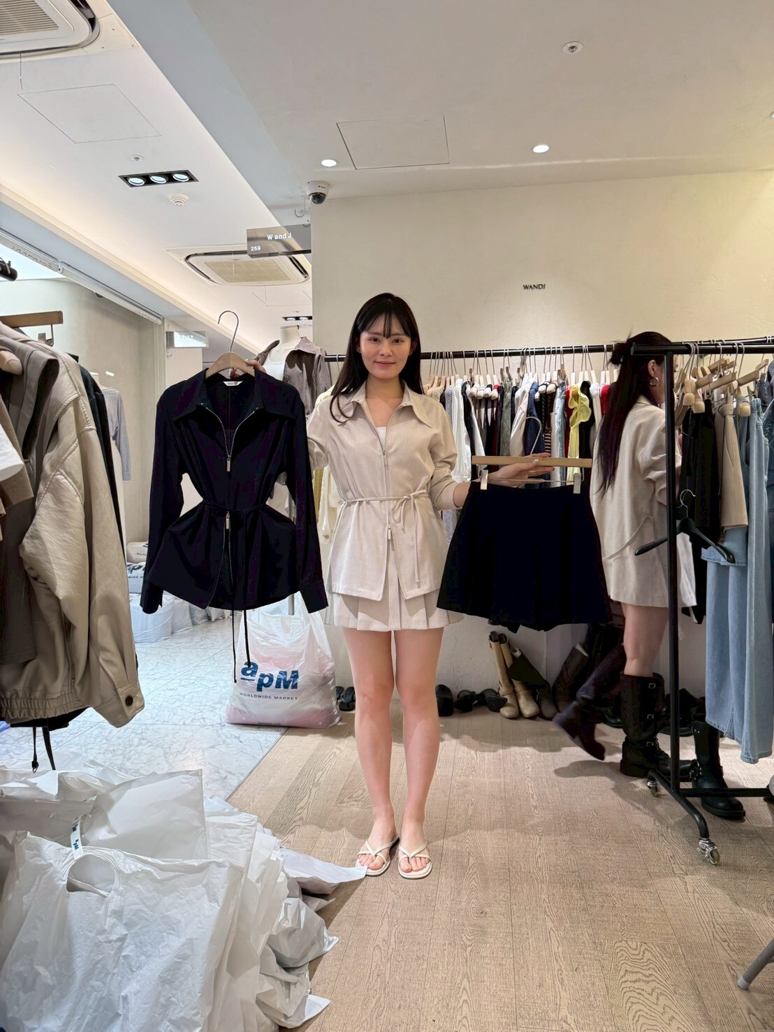 WJ6040 綁帶雙拉鏈翻領外套