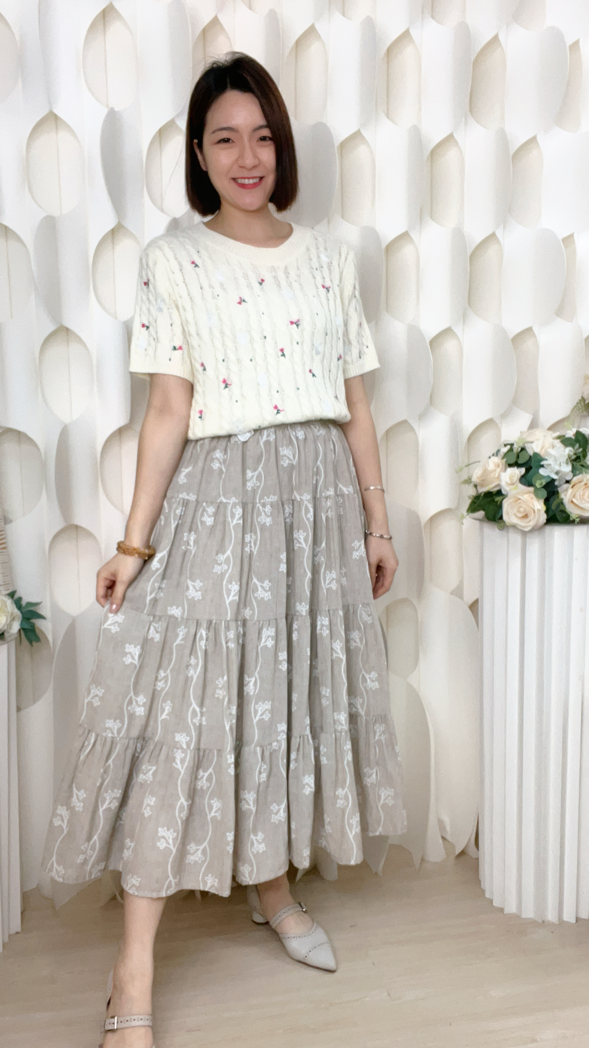 花花薄針織上衣(胸:M:36-44/L:38-46吋)K755 #2603clo