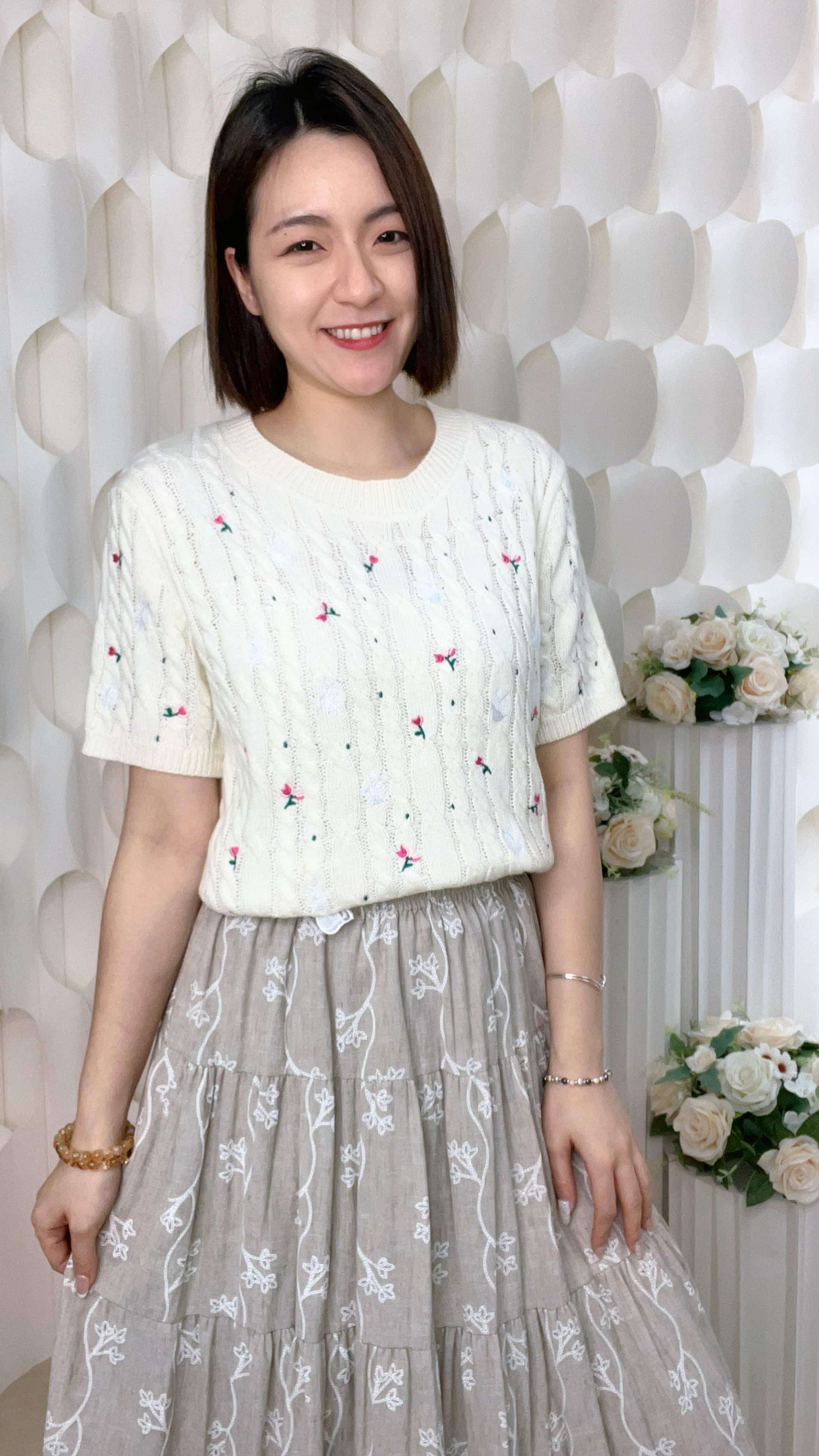 花花薄針織上衣(胸:M:36-44/L:38-46吋)K755 #2603clo