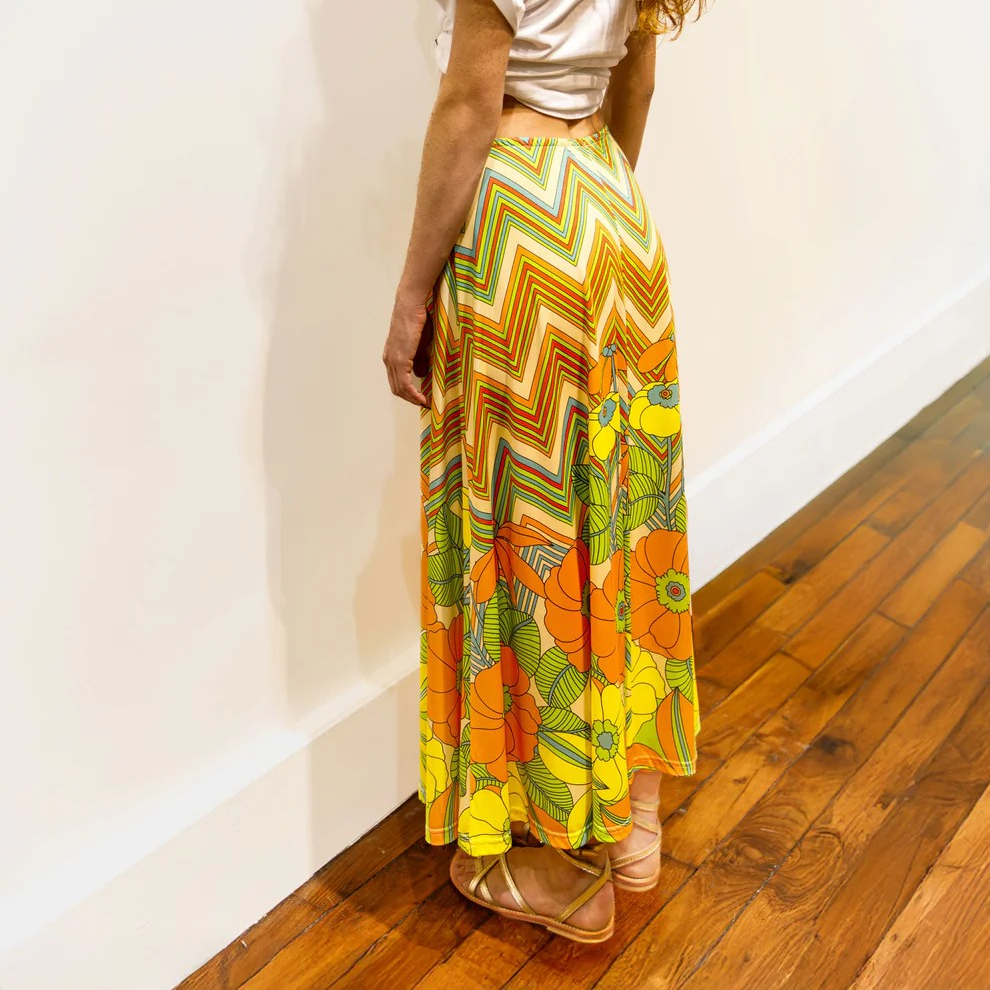 1BB0327-029 [BRIGITTE BARDOT] Linda Tropicana Printed Maxi Skirt Orange #142610100 (EU)