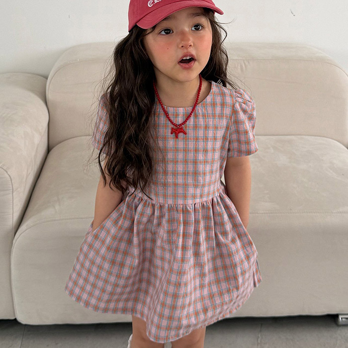 正韓夏EllyMolly 書香格紋洋裝