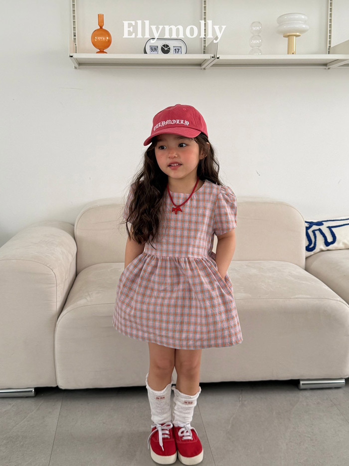 正韓夏EllyMolly 書香格紋洋裝
